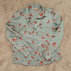 zara | red chilis silk blouse
